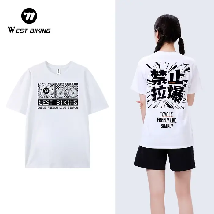 WEST BIKING T-Shirt culturel en coton peigné doux absorbant l'humidité respirant décontracté sport h