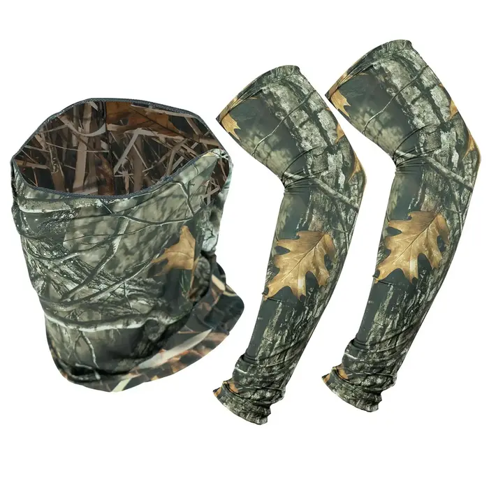 Ensemble de masques de chasse avec chapeau à feuilles, gants Geely de Camouflage, couvre-bras en soi
