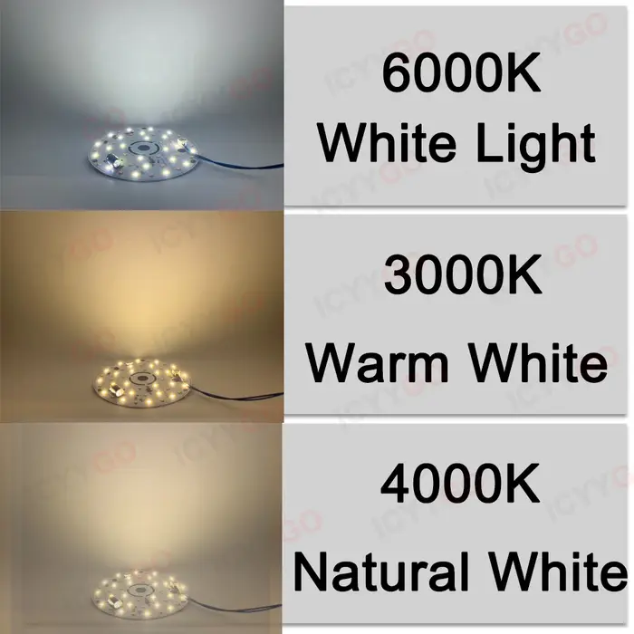 Panneau LED rond sans pilote 5W 6W 10W 12W 15W 220V Blanc chaud 3000K Blanc naturel Accessoires pour