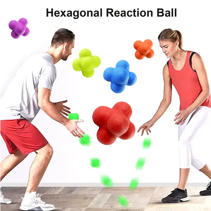 Ballon de réaction hexagonal pour l'entraînement d'agilité, idéal pour le basketball, le football, la coordination et les réflexes des adultes, parfait pour l'entraînement sportif et la remise en form