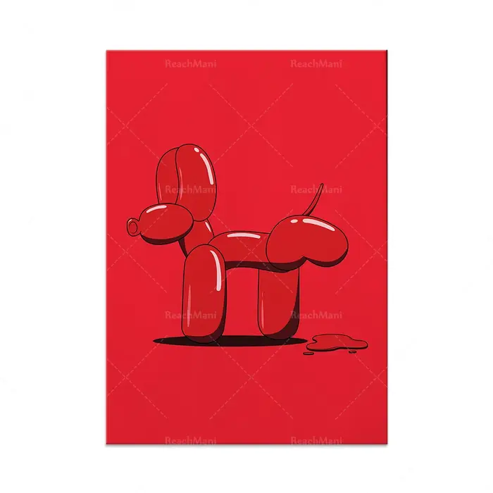 Affiche de chien de ballon de pipi rouge, art de mur de toilette, HOArt