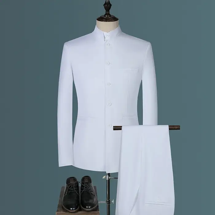 Costume Zhongshan de style coréen pour hommes d'affaires, à la mode, cool, décontracté, col montant,