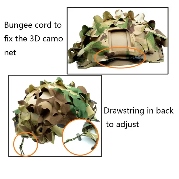 Filet camouflage 3D pour casque airsoft chasse nylon découpé laser accessoire wargame paintball parachutiste