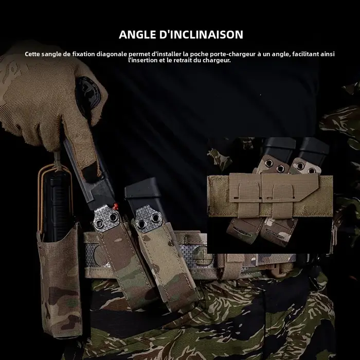Sangle diagonale MOLLE avec fixation magique pour porte-chargeurs, accessoire de ceinture tactique de chasse