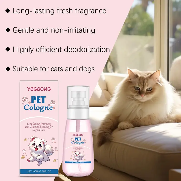 Cologne YEGBONG pour animaux parfum de poudre pour bébé longue durée élimination naturelle des odeurs spray pour chiens chats soin quotidien rafraîchissant