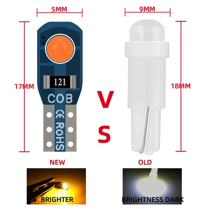 Eclairage intérieur de voiture, ampoule T5 W3W COB 2SMD, panneau Prada super lumineux, indicateur d'