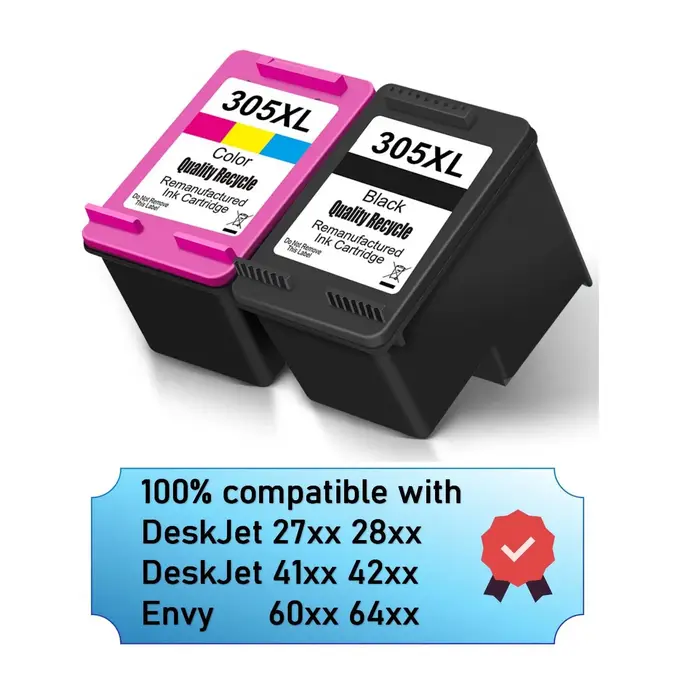 Cartouche 305 XL haute capacité, remplacement pour cartouche d'encre HP 305XL, noir et tricolore, compatible avec les imprimantes Deskjet / Envy