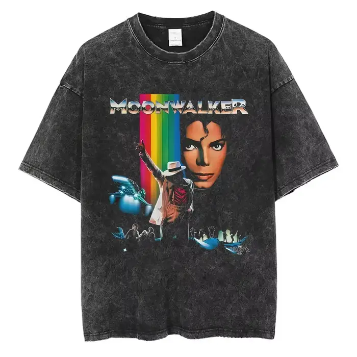 T-shirts vintage délavés Michael Jackson le roi de la pop pour hommes et femmes, t-shirt décontracté