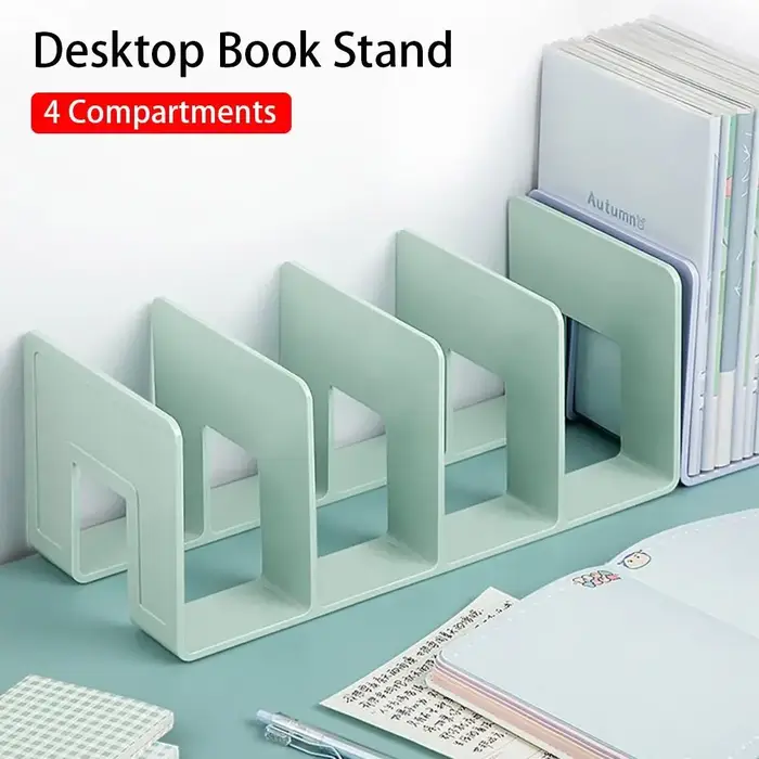 Support de livre en acrylique Durable, 1 pièce, 4 compartiments, organisateur de bureau, placard, ta