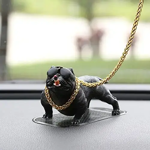 Ornement bouledogue de voiture, personnalité haut de gamme, décoration de tableau de bord de voiture