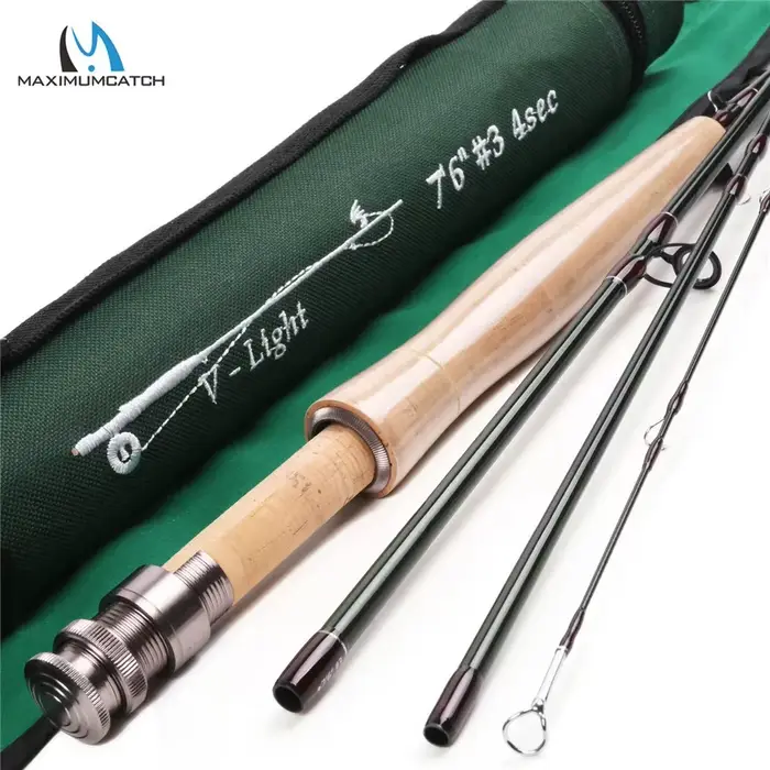 Canne à Mouche Maximumcatch Small Stream 6-7.5ft 1-3wt Carbone IM10 30T Ultra Légère Tube Protection