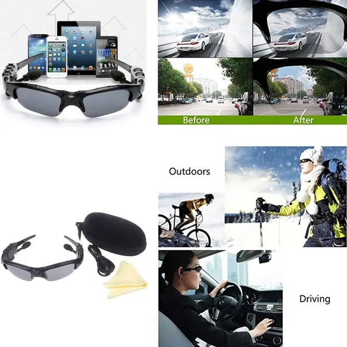 Lunettes connectées Bluetooth pour randonnée avec casque audio intégré et verres polarisés UV protection pour chasseurs et amateurs de plein air