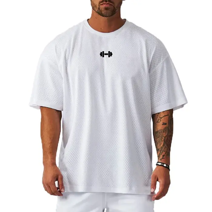 Chemise ample surdimensionnée à manches courtes, séchage rapide, vêtements de gymnastique, musculati