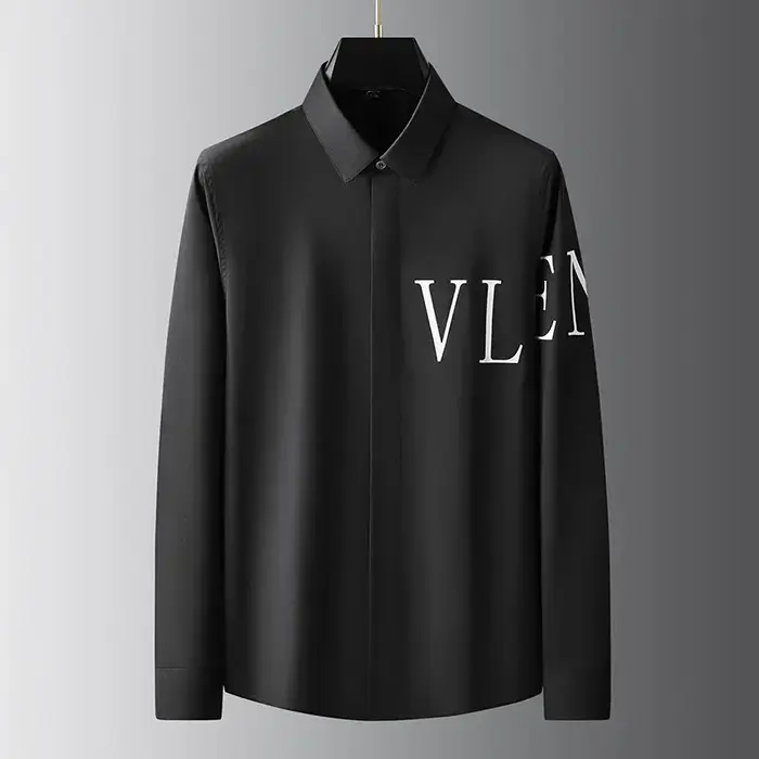 Chemises à manches longues floquées pour hommes avec lettre de marque, coupe couvertes, robe d'affaires décontractée, haute qualité, fête sociale, banquet, Y-2024
