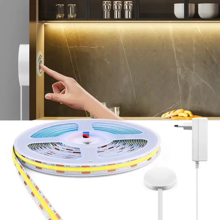 Bande lumineuse LED COB à induction et gradation tactile, balayage manuel, 24V, étanche, ruban lumin