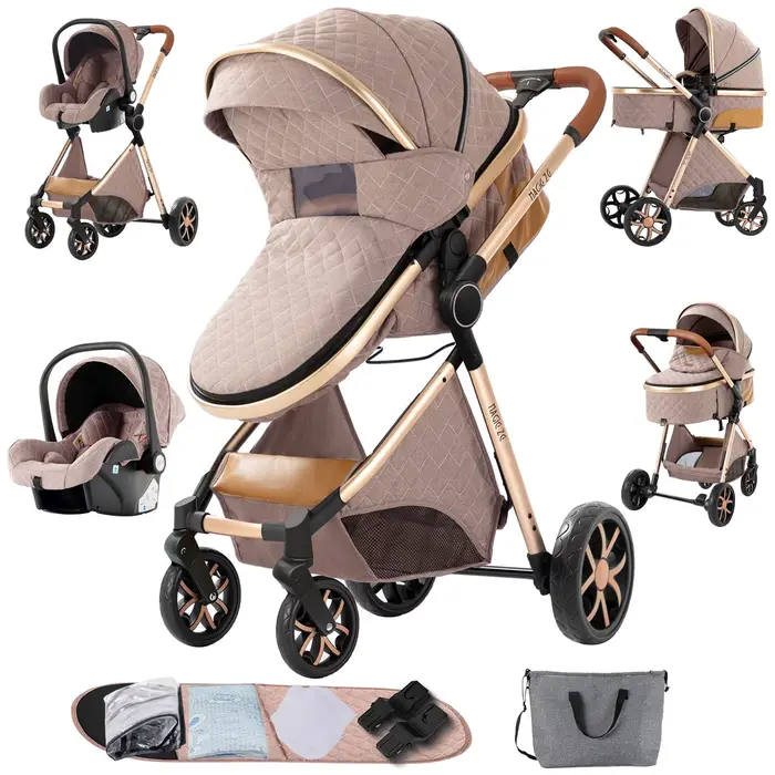 Warm 3 in 1 Baby Stroller with Car Seat Luxury Baby Pram High Landscape Infant Pushchair Lightweight