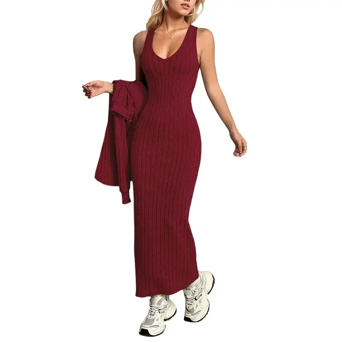 Robe à bretelles tricotée pour femmes, vêtements haut de gamme, couleur unie, tempérament, lumière f