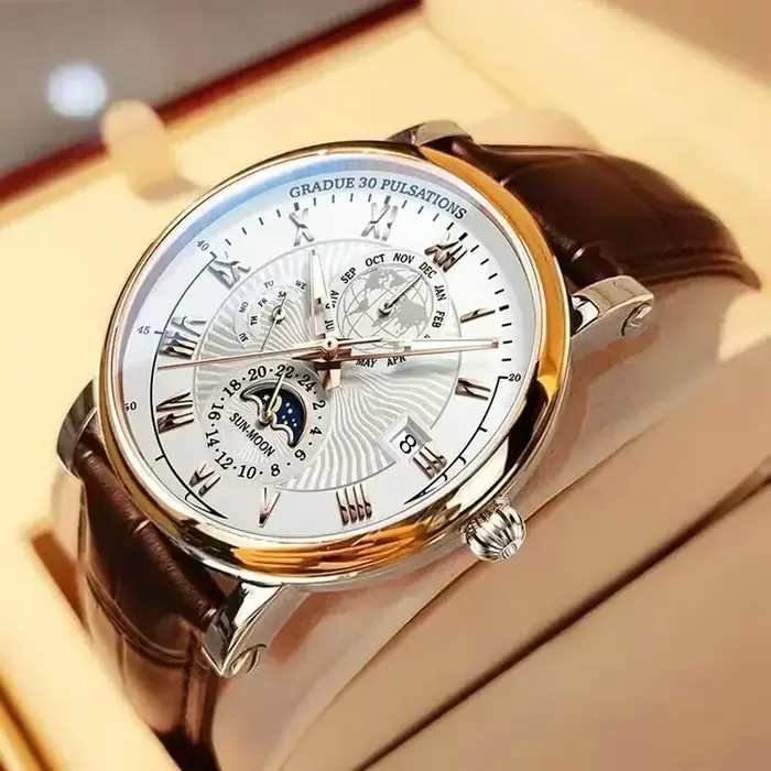 Montre homme luxe sport 2024 étanche lumineuse cuir quartz date montre bracelet homme horloge