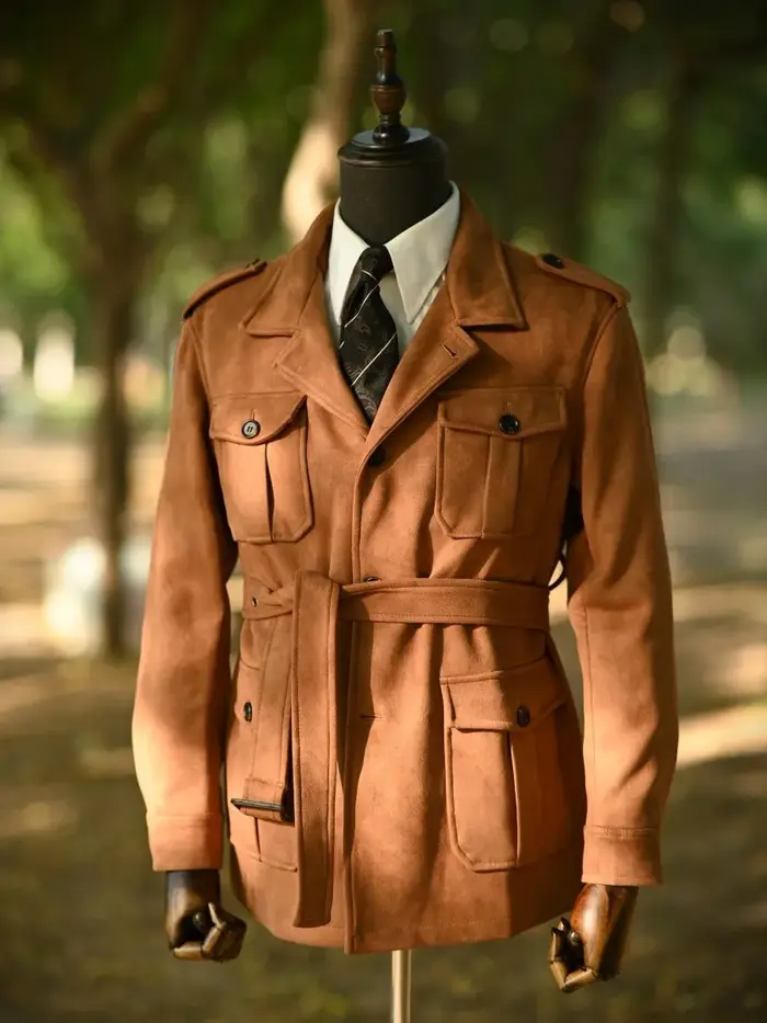 Veste Safari de Style italien, veste de chasse Vintage pour messieurs, avec plusieurs poches, Imitat