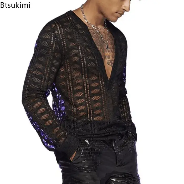 Chemise Chic en dentelle et maille pour hommes