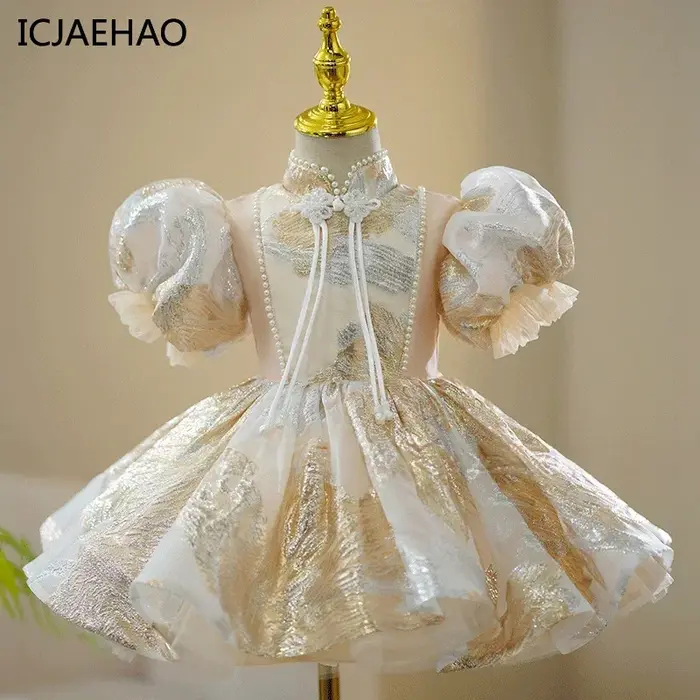 Top princesse mariage fête d'anniversaire luxe robe de soirée courte enfant broderie Champa enfants 