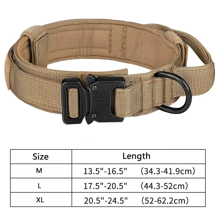 Ensemble collier et laisse tactique pour chien, collier militaire robuste avec poignée et boucle en 