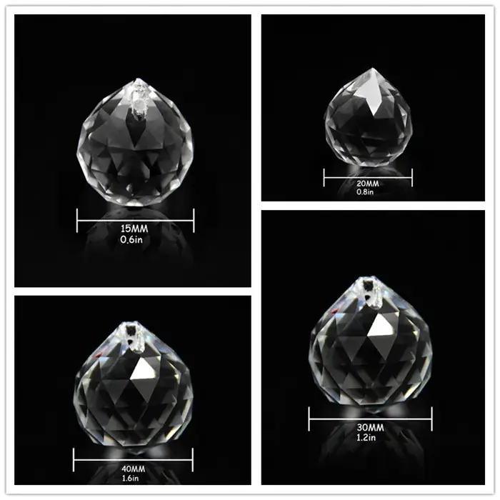 Boules à facettes en cristal clair/AB, 15mm-40mm, pièces de lustre K9, prisme attrape-soleil, penden