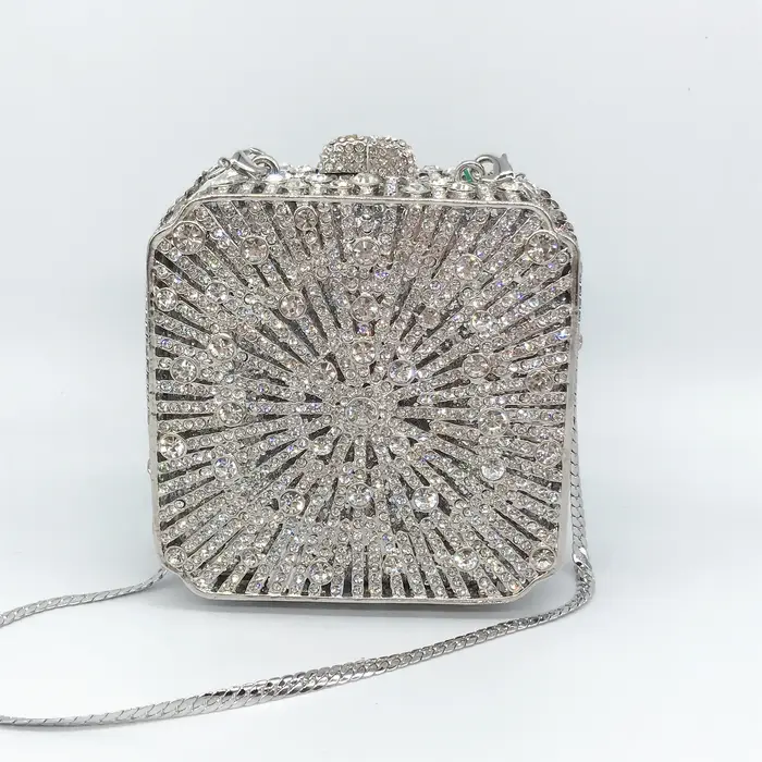 Pochette pour femmes, petite boîte carrée, sac de soirée en cristal strass à couverture complète, sa