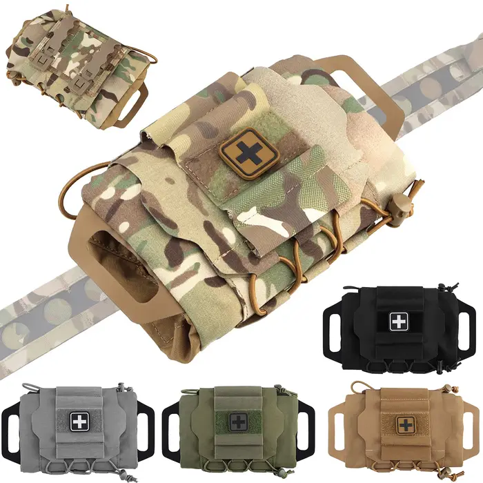 Kit de premiers secours IFAK tactique déploiement rapide - Sac médical MOLLE à deux pièces pour ceinture