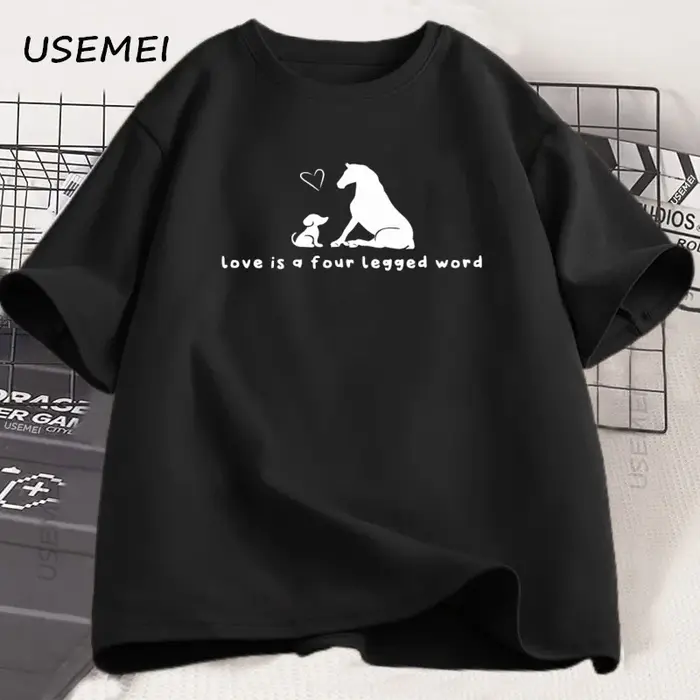 L'amour est un mot à quatre pattes T-Shirt hommes femmes drôle cheval chien amant animal de compagni