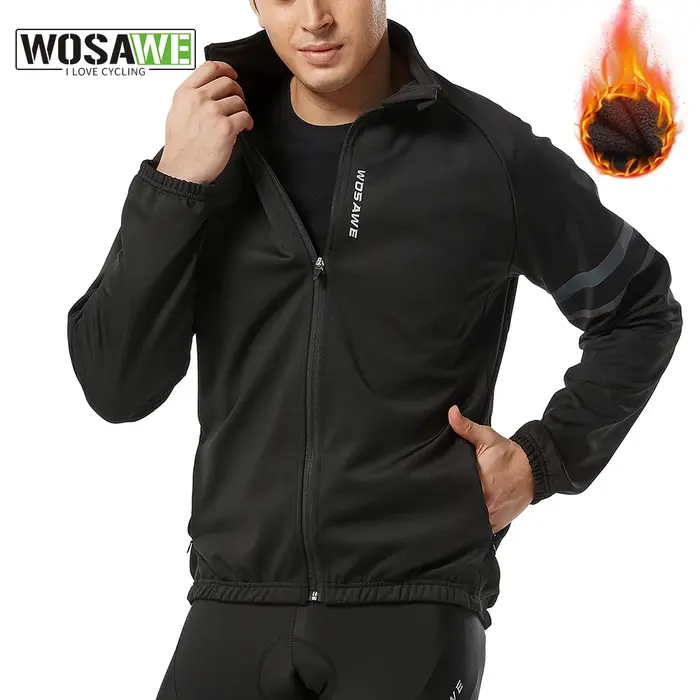 WOSAWE hiver hommes veste de cyclisme imperméable coupe-vent thermique polaire vélo maillot vtt rout