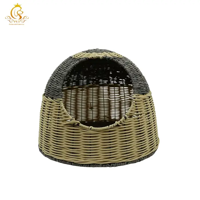 Maison pour animaux de compagnie en rotin EUR VET, maison mignonne pour chien et chat, conçue pour l