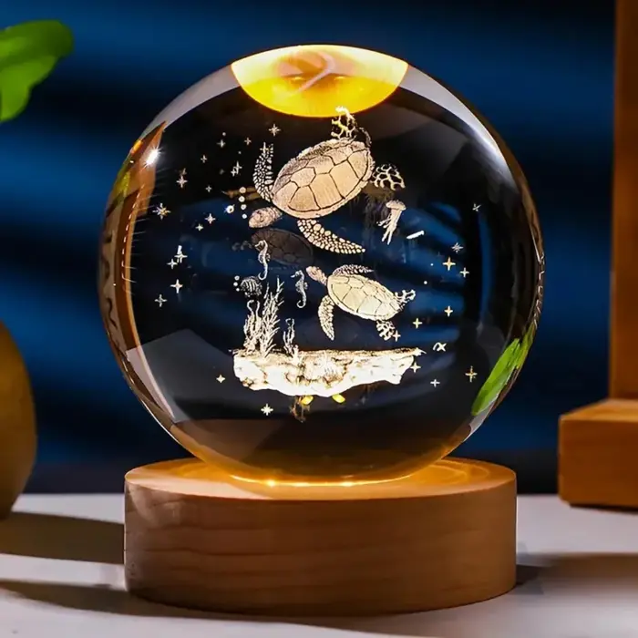 1 pièce cadeau boule de cristal tortue 3D, veilleuse de style statue animale, cadeau d'anniversaire,