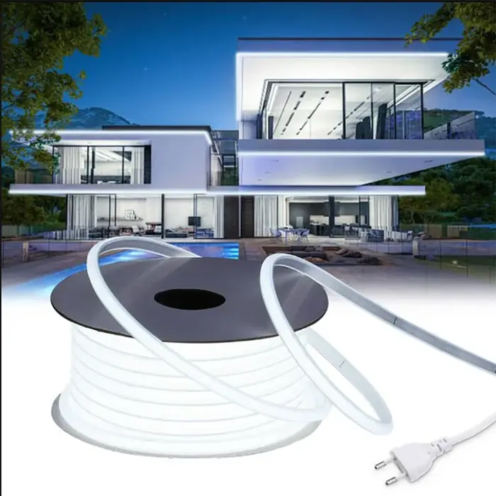 Bande lumineuse LED COB en Silicone, 35M 25M 15M, 110V 220V, étanche, haute Lumen, pour sous-meuble,