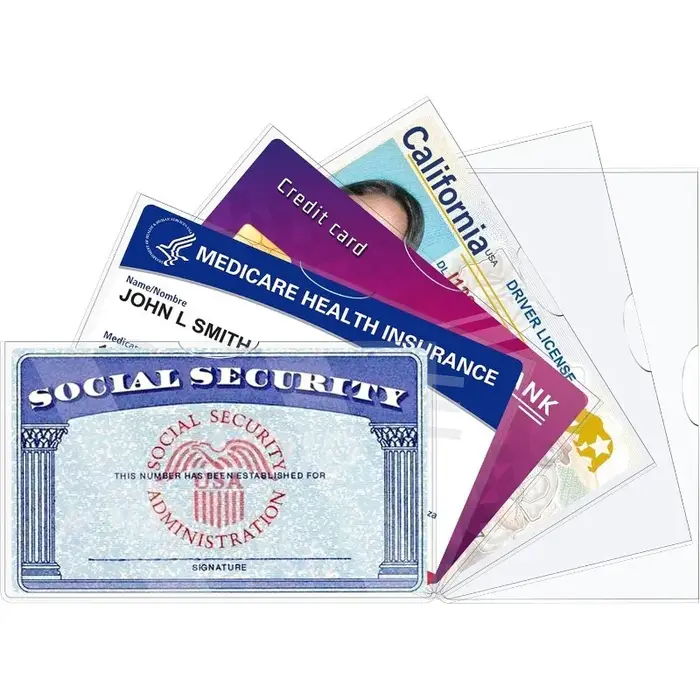 Lot de 6 protège-cartes de sécurité sociale, ultra transparents et durables, 31 mil, étanches, pour 