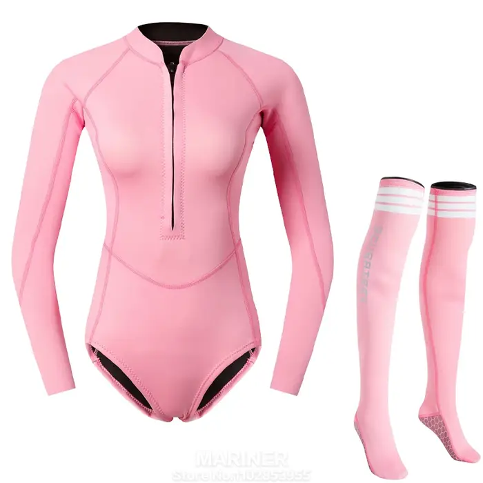 Maillot de bain une pièce à manches longues pour femmes, combinaison de plongée en apnée pour filles