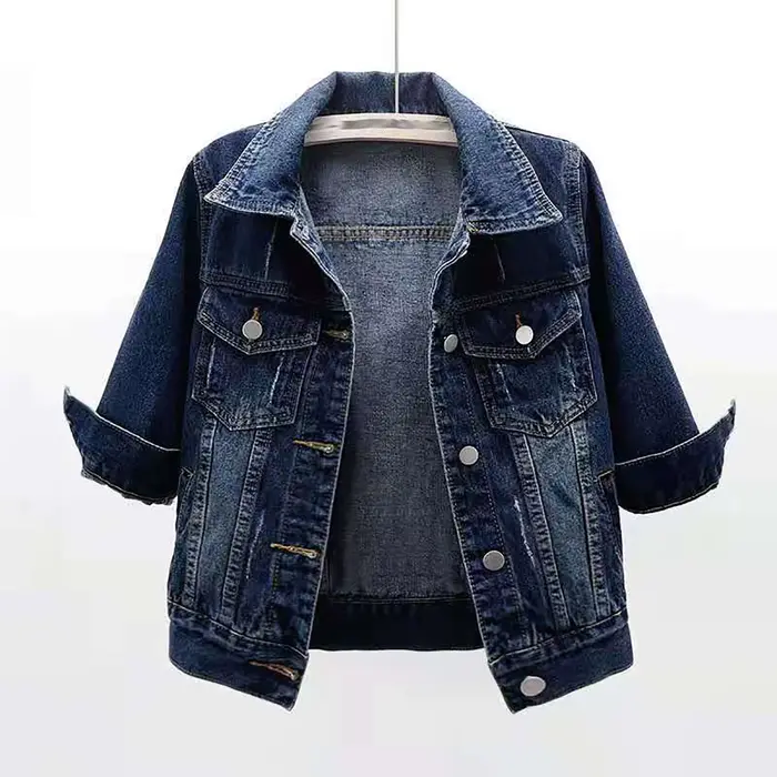 Veste en Jean pour femmes, manches longues, col à revers, vêtements d'extérieur, Vintage, amples, co