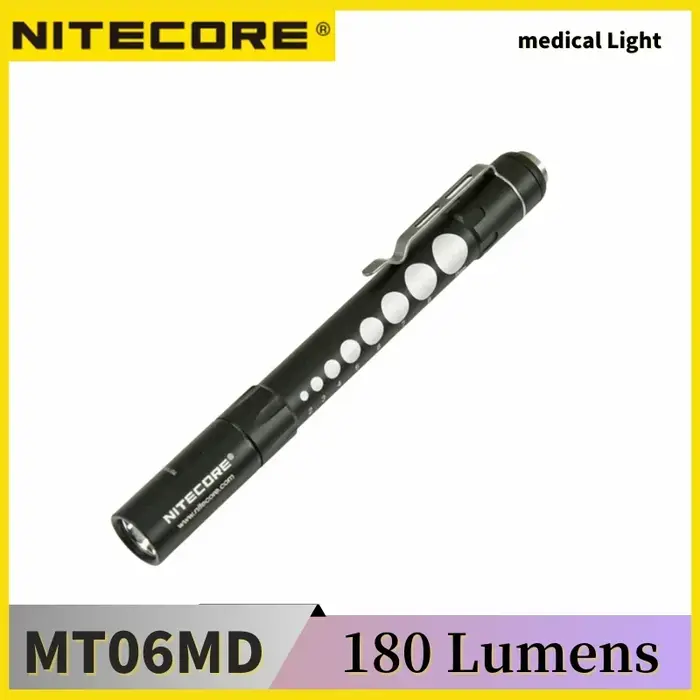 NITECORE-Lampe de poche médicale professionnelle MT06MD, 180 lumens, étanche, portable, 62By, 2 pile