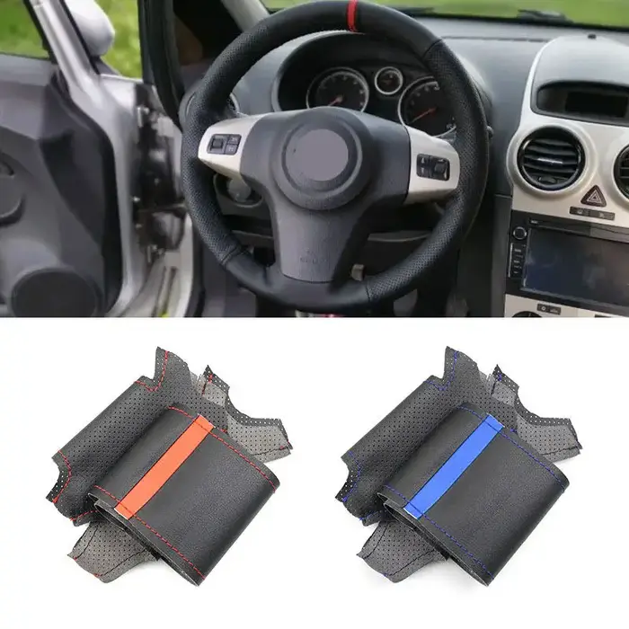 Juste de protection de volant de voiture en cuir perforé microcarence, garniture pour Chevrolet Niva