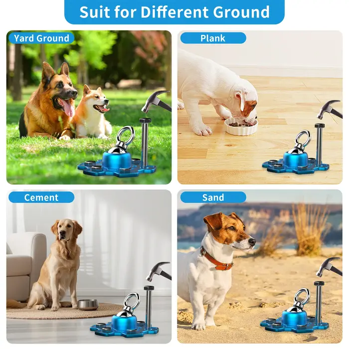 Piquet d'arrimage pour chien robuste pour le camping 360 °   Système d'installation facile portable 