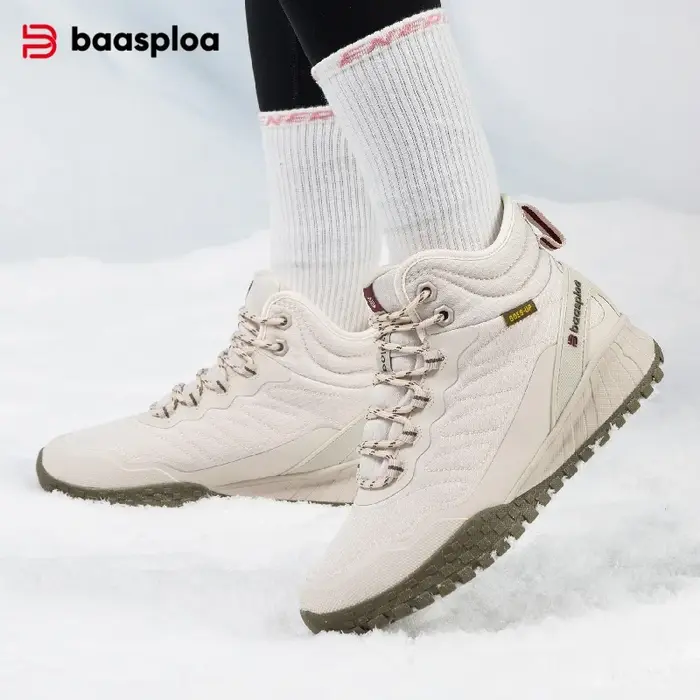 Baasploa-Bottes de neige chaudes en peluche imperméables pour femmes, baskets décontractées pour fem