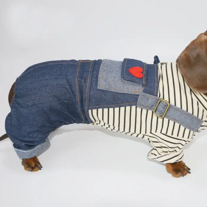 Vêtements à la mode pour chiens teckel, combinaison une pièce en coton et Denim, T-shirt à haute éla