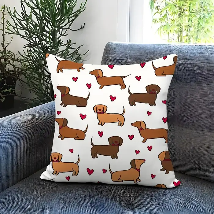 Housse de coussin confortable et réversible en forme de chien saucisson, idéale pour la voiture, le 