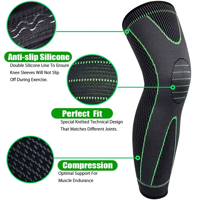 Manchons de Compression de jambe complète, 1 paire, genouillères, protection de soutien pour l'halté