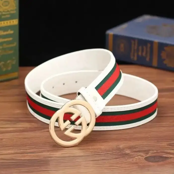 Ceinture de luxe polyvalente modèle 2026 - rayures rouges et vertes, ceinture en toile de haute qual