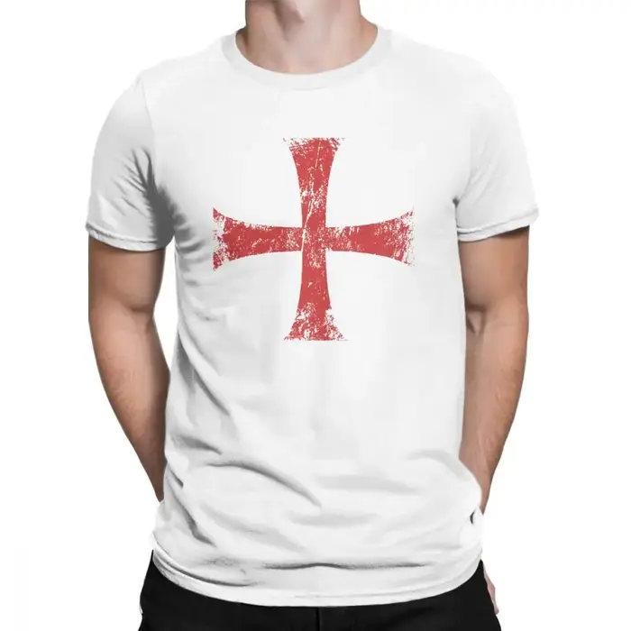 T-Shirt à Manches Courtes en Coton Premium pour Homme, Vêtement de Grande Taille, avec Croix des Tem