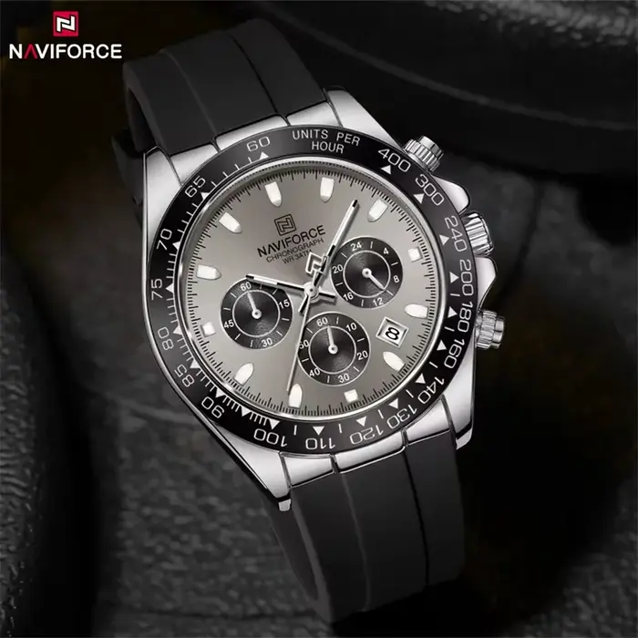 Montre homme NAVIFORCE sport décontractée étanche - Chronographe quartz bracelet silicone lumineux relogio masculino