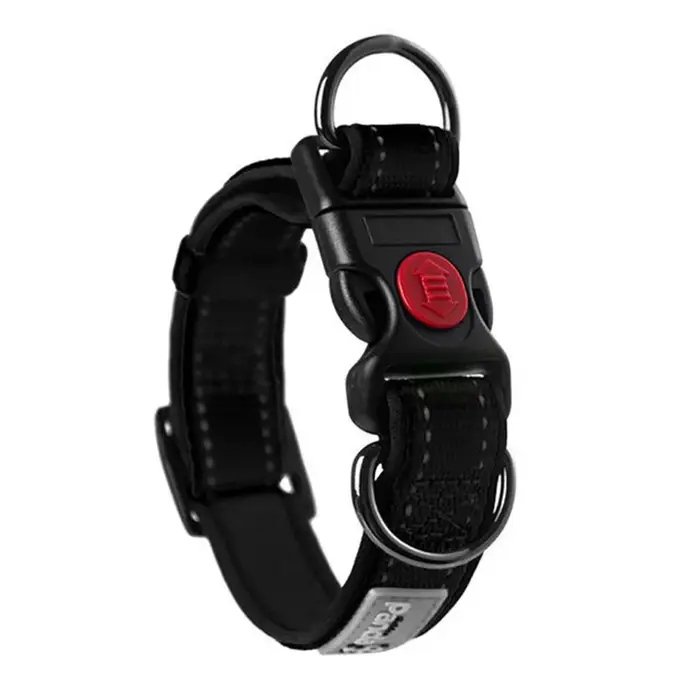 Collier pour chien réfléchissant en néoprène, confortable, rembourré, en Nylon, avec verrou de sécur