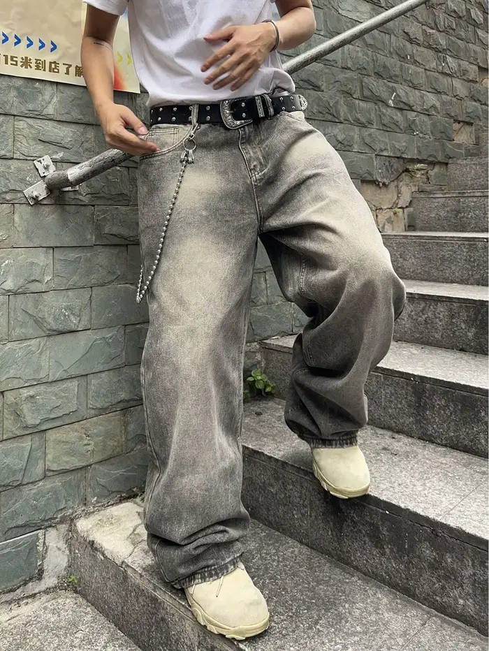Vintage hommes y2k extensible Baggy Denim jean pour hommes mode pantalons décontractés Streetwear De