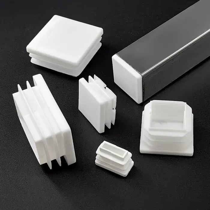 Bouchon de tuyau rectangulaire en plastique blanc, 30x30mm, bouchon de tube carré antidérapant, couv